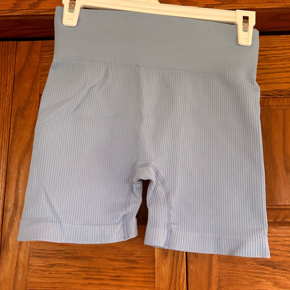 ASOS Sky Blue Ribbed Shorts - Picture 6 of 11